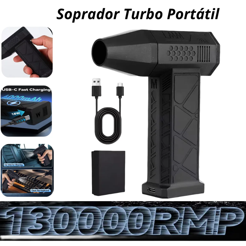 Soprador Turbo Portátil: Seu Aliado Perfeito para Limpeza e Secagem!