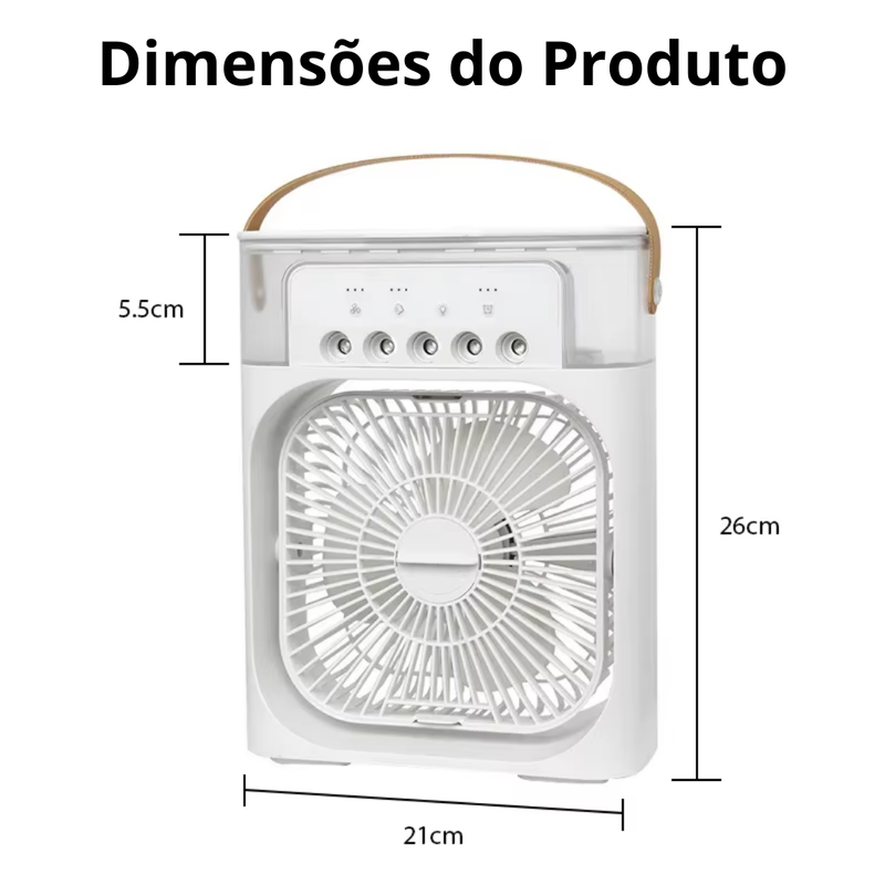 Mini Ventilador Ar Condicionado Umidificador Led 3 em 1